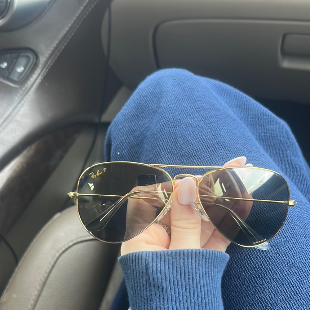 Ray-Ban Gold and Black Aviator Sunglasses